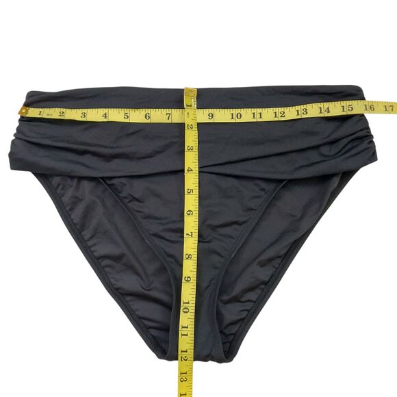 La Blanca Bikini Bottom Womens 16 Black Island Goddess Mid-Waist Sash Band Beach - Picture 10 of 10